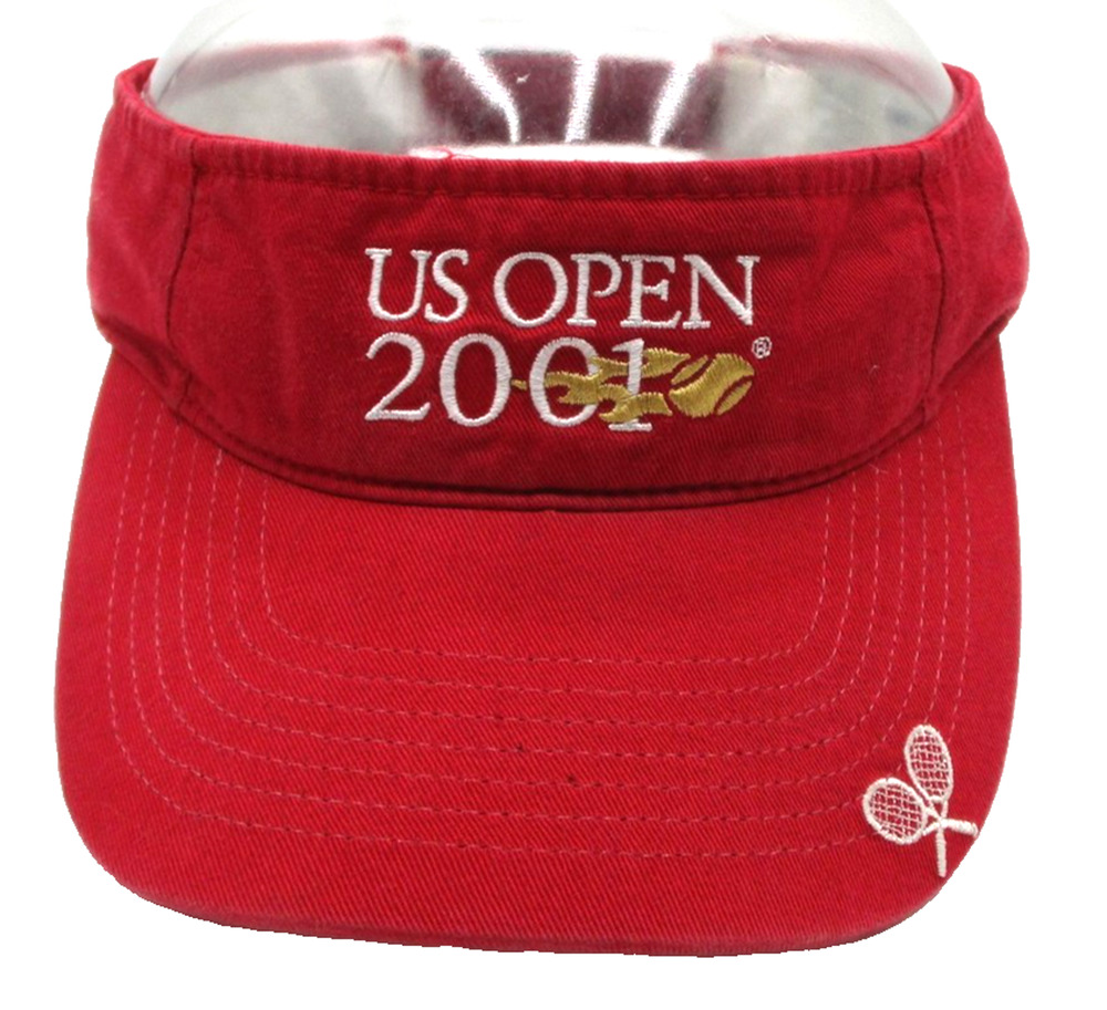Vintage US Open 2001 Hat Cap Visor One Size Red Tennis Mens Twins Enterprise